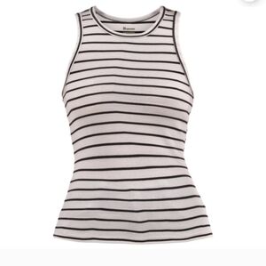 Striped Ribbed Tank Top - White & Black